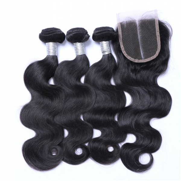 Brazilian Hair Extensions With Closure Virgin Unprocessed High Quality  LM025